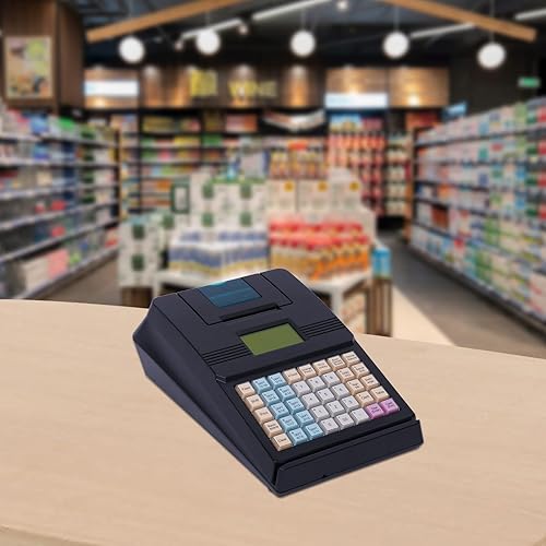 Miniatura 3 de Caja registradora electrónica sistema POS caja registradora 40 teclas 8 digital con pantalla LCD, caja registradora comercial negra para pequeñas