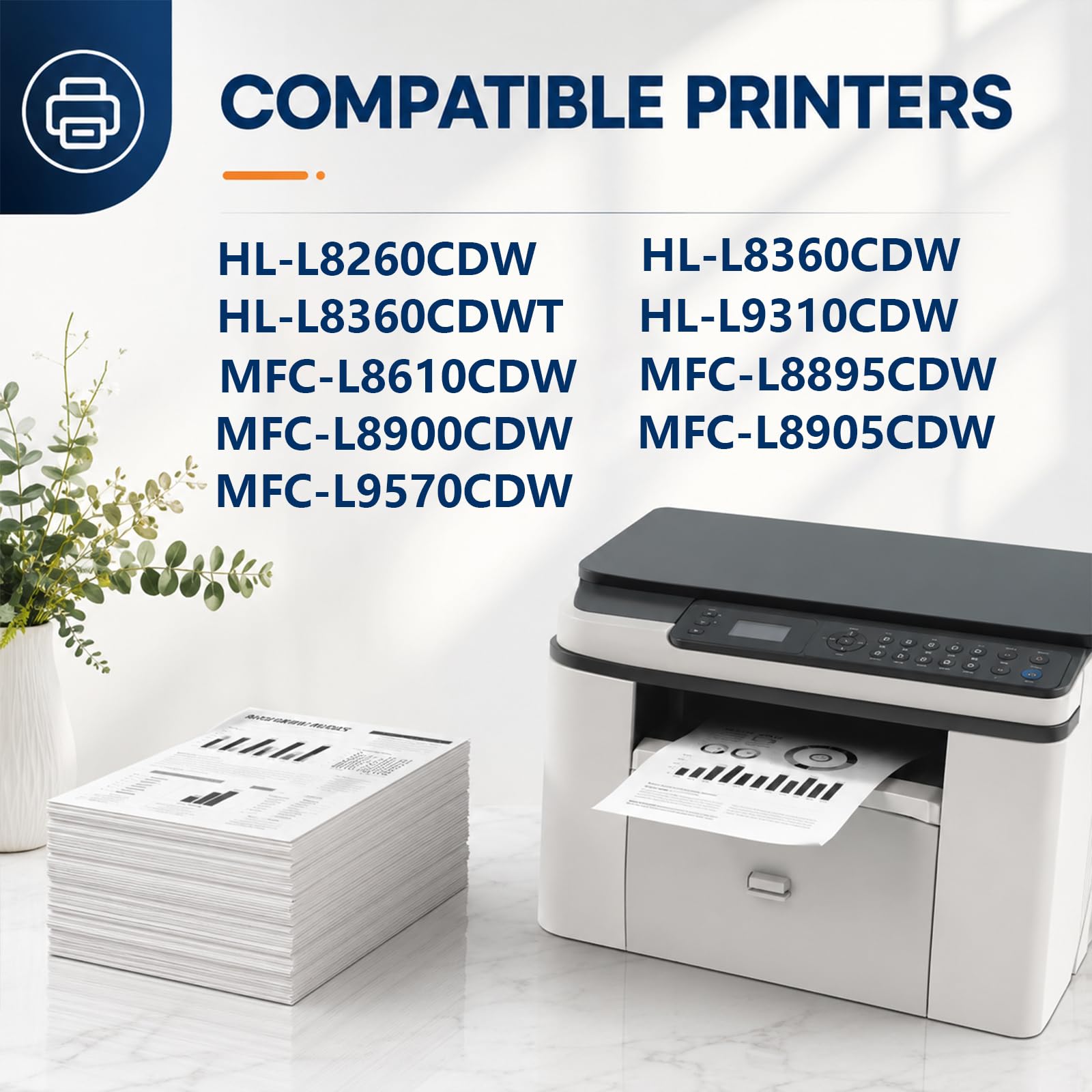 Cartuccia di toner TN433, sostituzione nera ad alta resa per la stampante Brother LaserJet HL-L8260CDW L8360CDW L8360CDWT L9310CDW L8610CDW L8895CDW L8900CDW, 9000 pagine ,1Pack