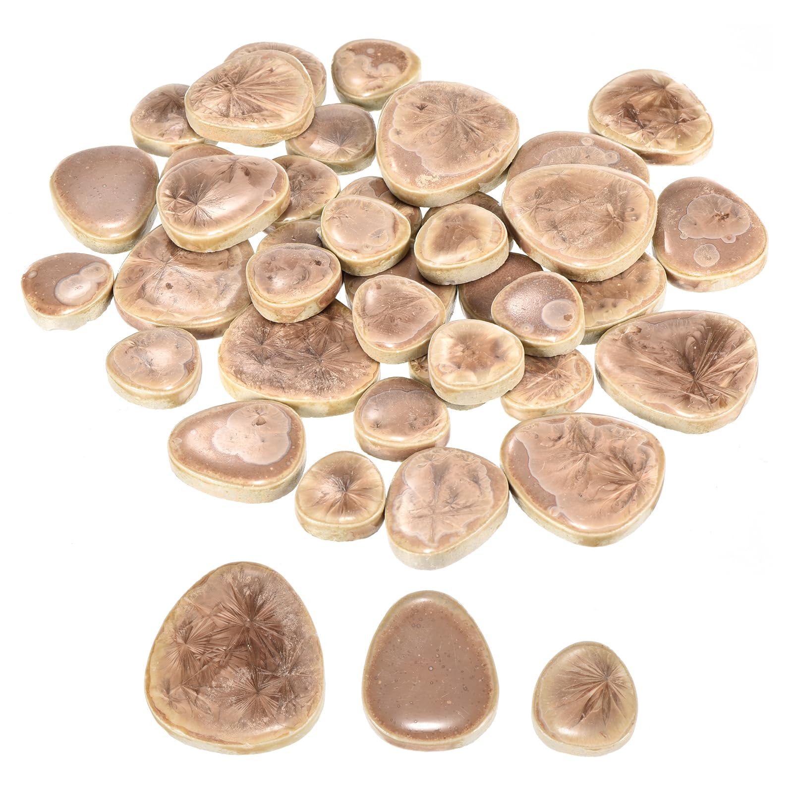 MECCANIXITY 200g Ceramic Mosaic Tiles for Crafts Bulk, Pebble Ice Crack Coffee Ceramic Tiles for Mosaic Kits Garden Stepping Stone Cup Mat