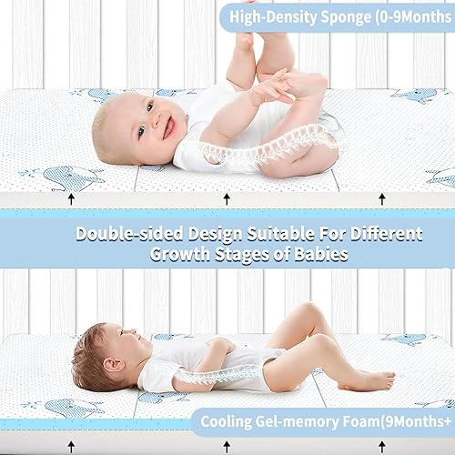 Miniatura 5 de Colchón triple Pack and Play, colchón de 38 x 26 x 3 pulgadas, suave y firme plegable de espuma viscoelástica para Pack N Play, colchones Pack N