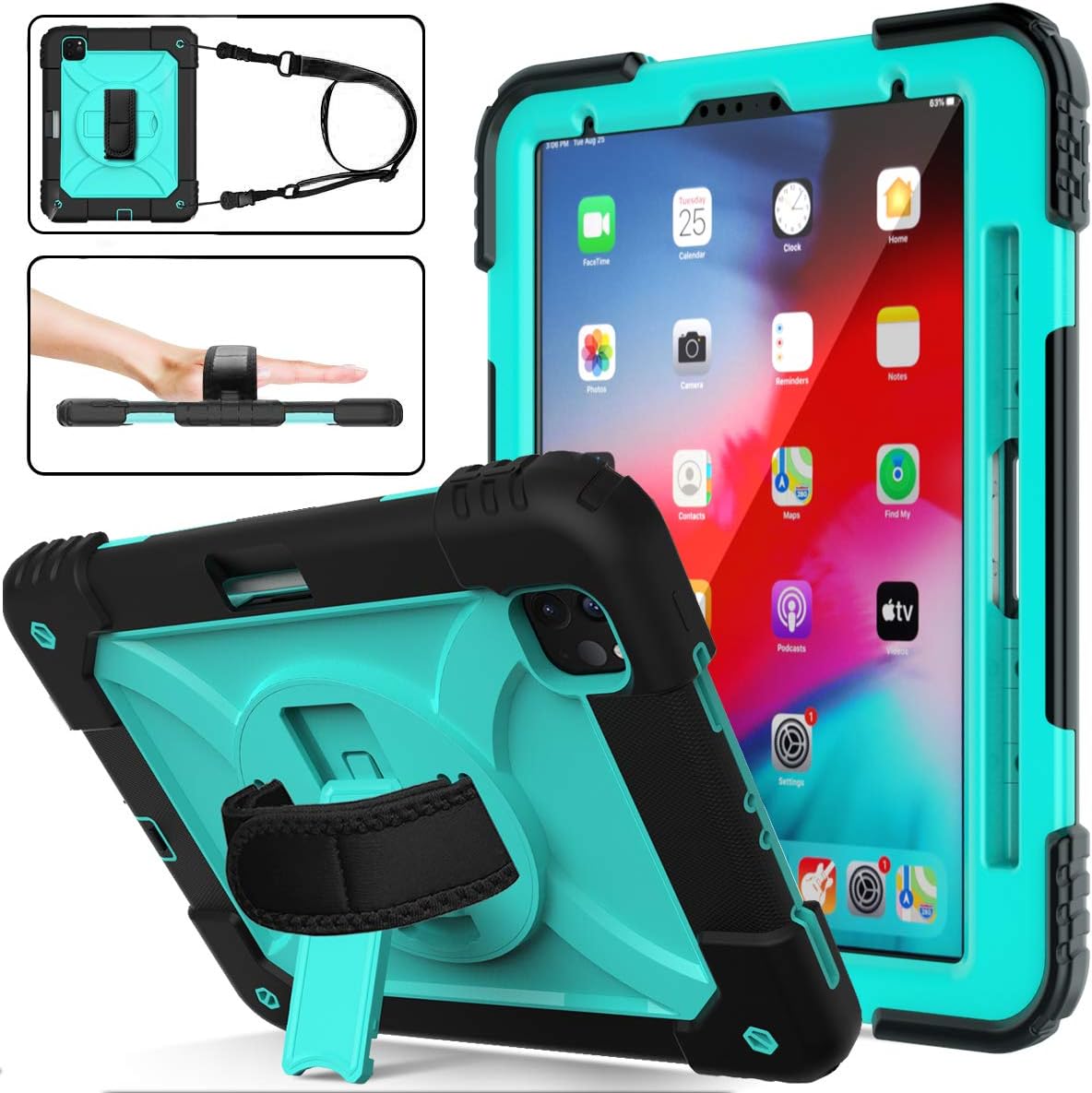 TIRIN iPad Pro 11 2020 Case, iPad Pro 11 inch Case with Pencil Holder, 360 Rotating