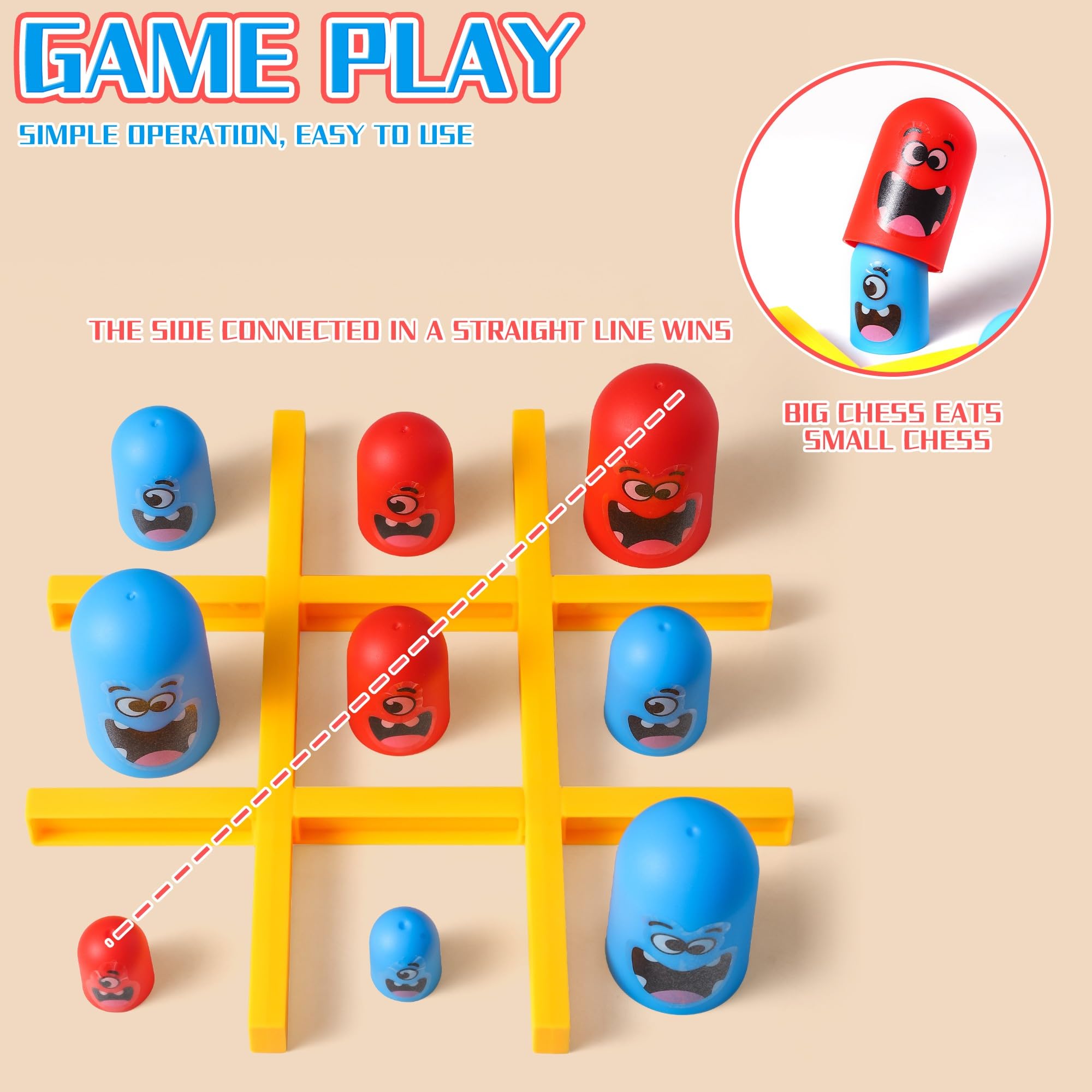 AIUAZA Juegos de Mesa de Fiesta, Juego de Tic Tac Toe, 2 Jugadores, 3 a 8 Años, 21 cm x 21 cm x 4 cm, Plástico, Educativo