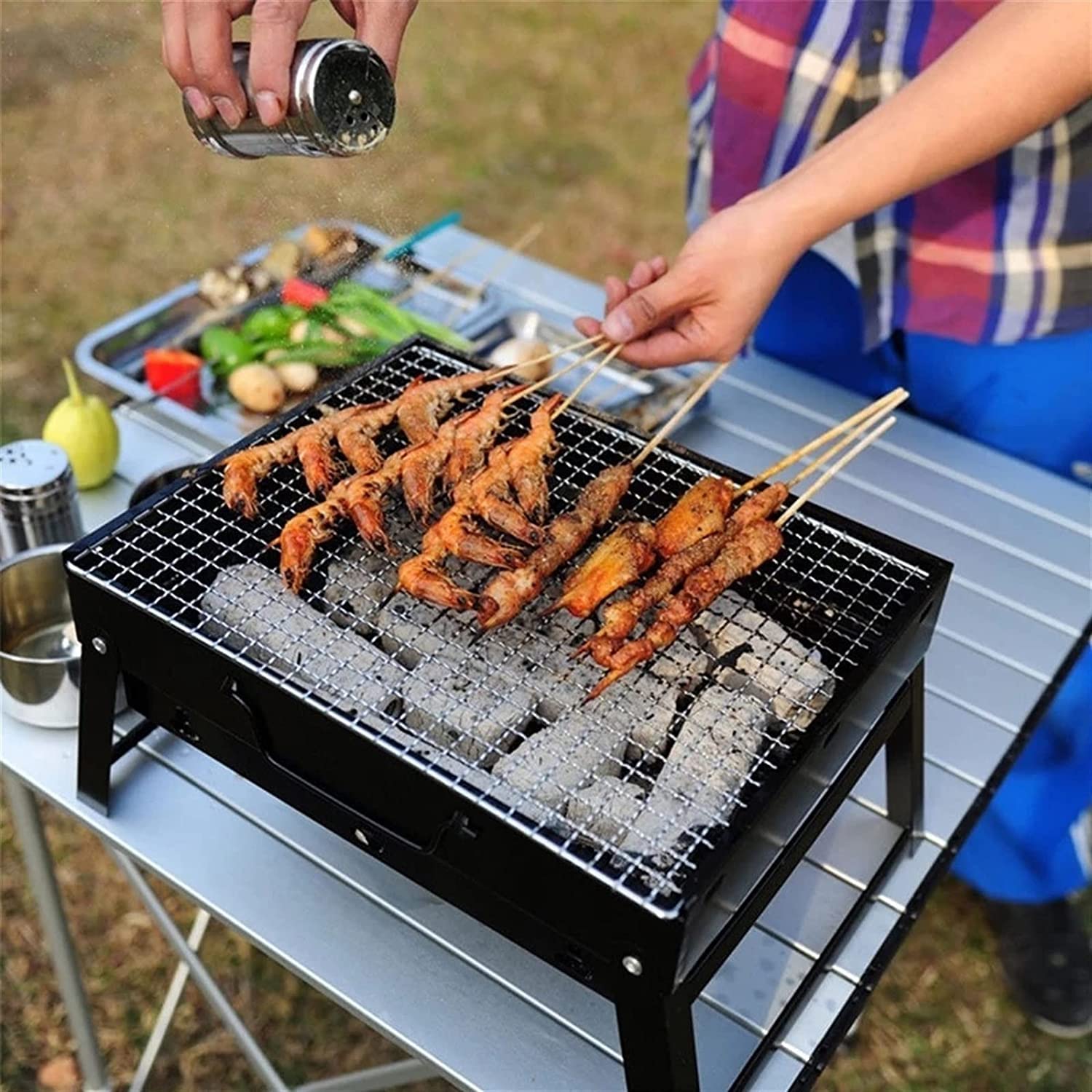 Camping E Outdoor Mini Barbecue A Carbonella Barbecue ZN Per Campeggio - Foto 11