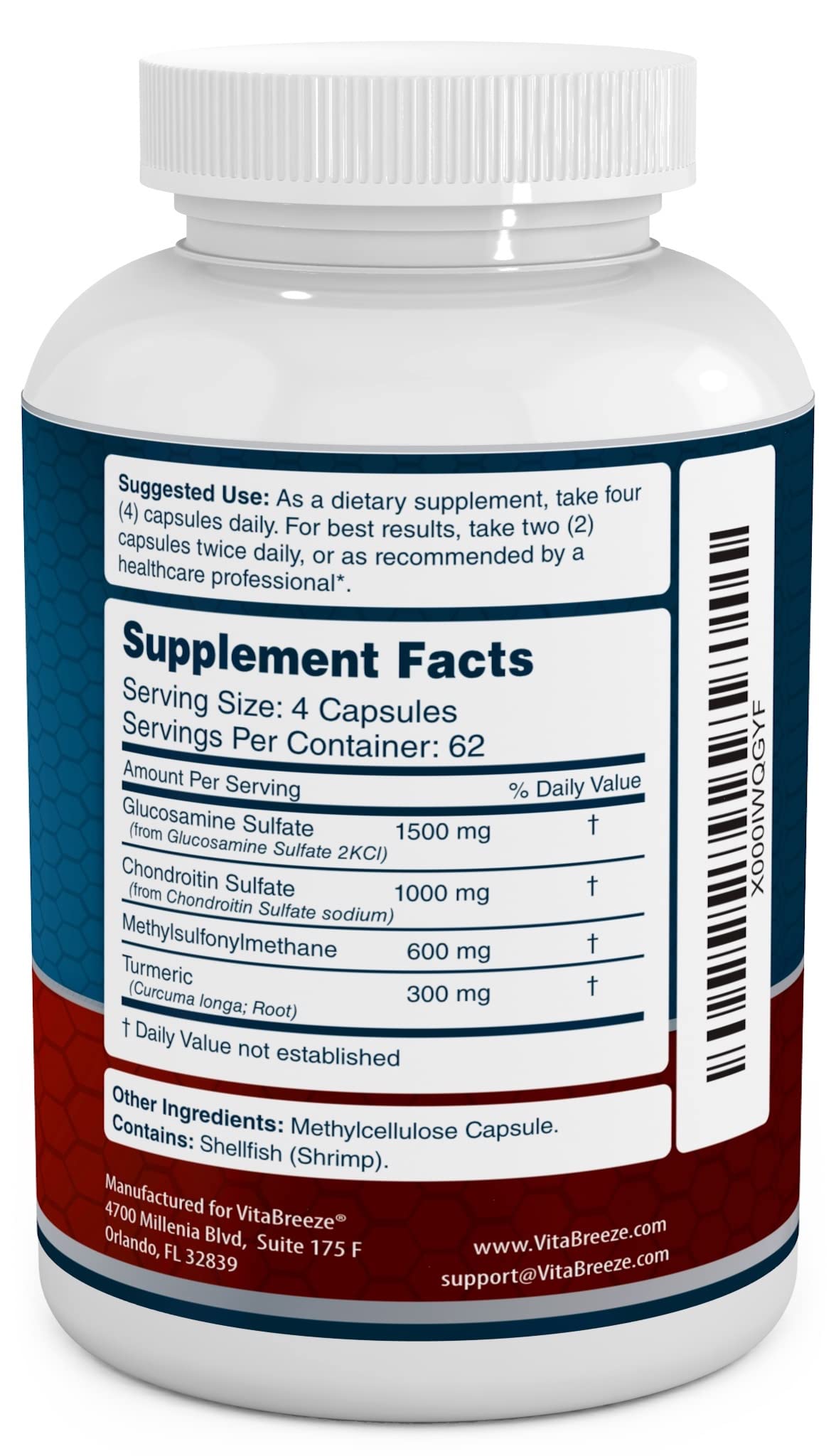 Glucosamine Chondroitin, MSM & Turmeric Dietary Supplement 248