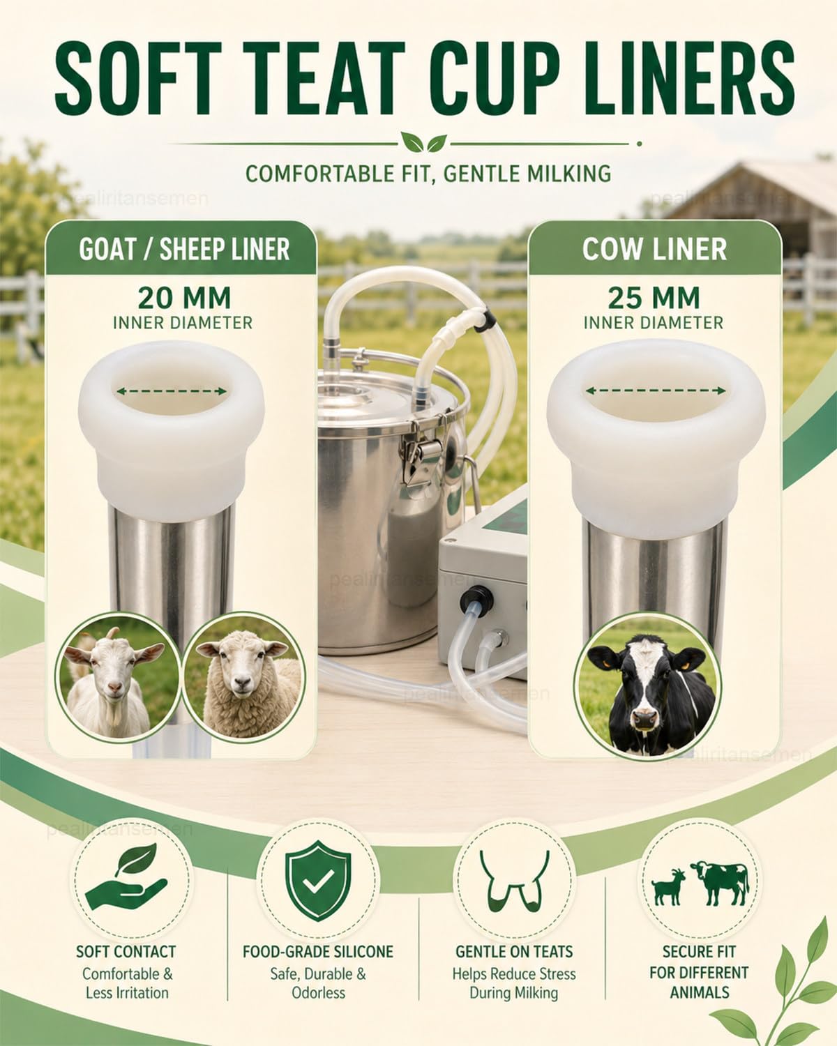Máquina De Ordeño para Vacas, Ordeñadora Eléctrica con Cubo De Acero Inoxidable De 10 L, Batería De 5200 mAh Y Parada Automática para Establos, Ranchos Y Granjas Familiares forSheep