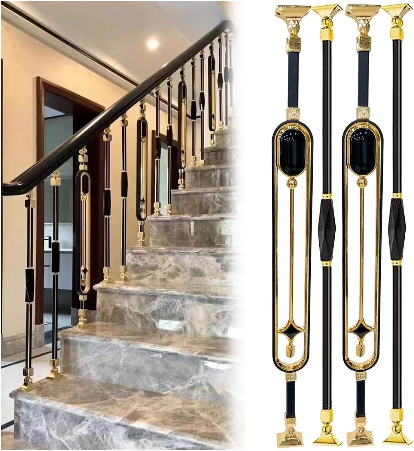 Rambarde d'escalier extérieur kit poteaux orientables 270° garde-corps balcon