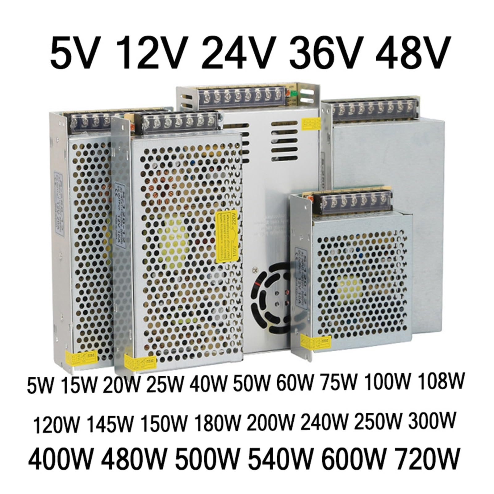 12V 24V 36V 48V 5V DC Zasilacz impulsowy 1A 2A 3A 5A 10A 110V AC do DC 12V 48V 36V 10W 200W 300W 400W 500W 600W Zasilacz Transformator Adapter do kampera, samochodu, komputera, laboratorium(5V20A 100W
