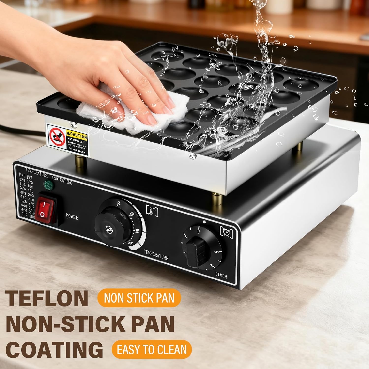 Mini Pancake Maker, 25PCS Mini Dutch Pancake Maker 110V Non-stick Adjustable Temperature Stainless Steel Commercial Pancakes Maker Machine for Home Kitchen Restaurant Snack Dessert