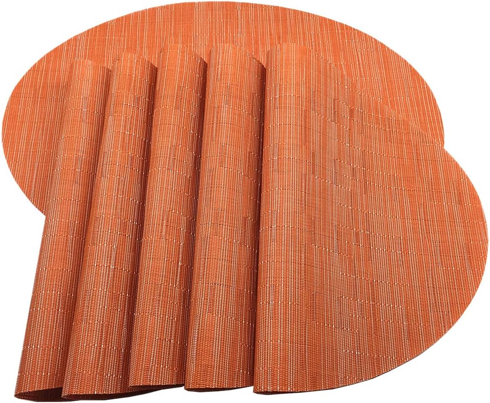 Placemats,RedA Imitation Bamboo Oval Woven Vinyl Heat