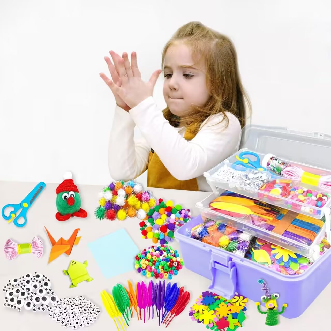 2000 sztuk zestaw do majsterkowania dla dzieci, do rzemiosła artystycznego, do majsterkowania, do czyszczenia, do fajek, pereł, kreatywny scrapbooking, zestaw do majsterkowania, dla dziewcząt i