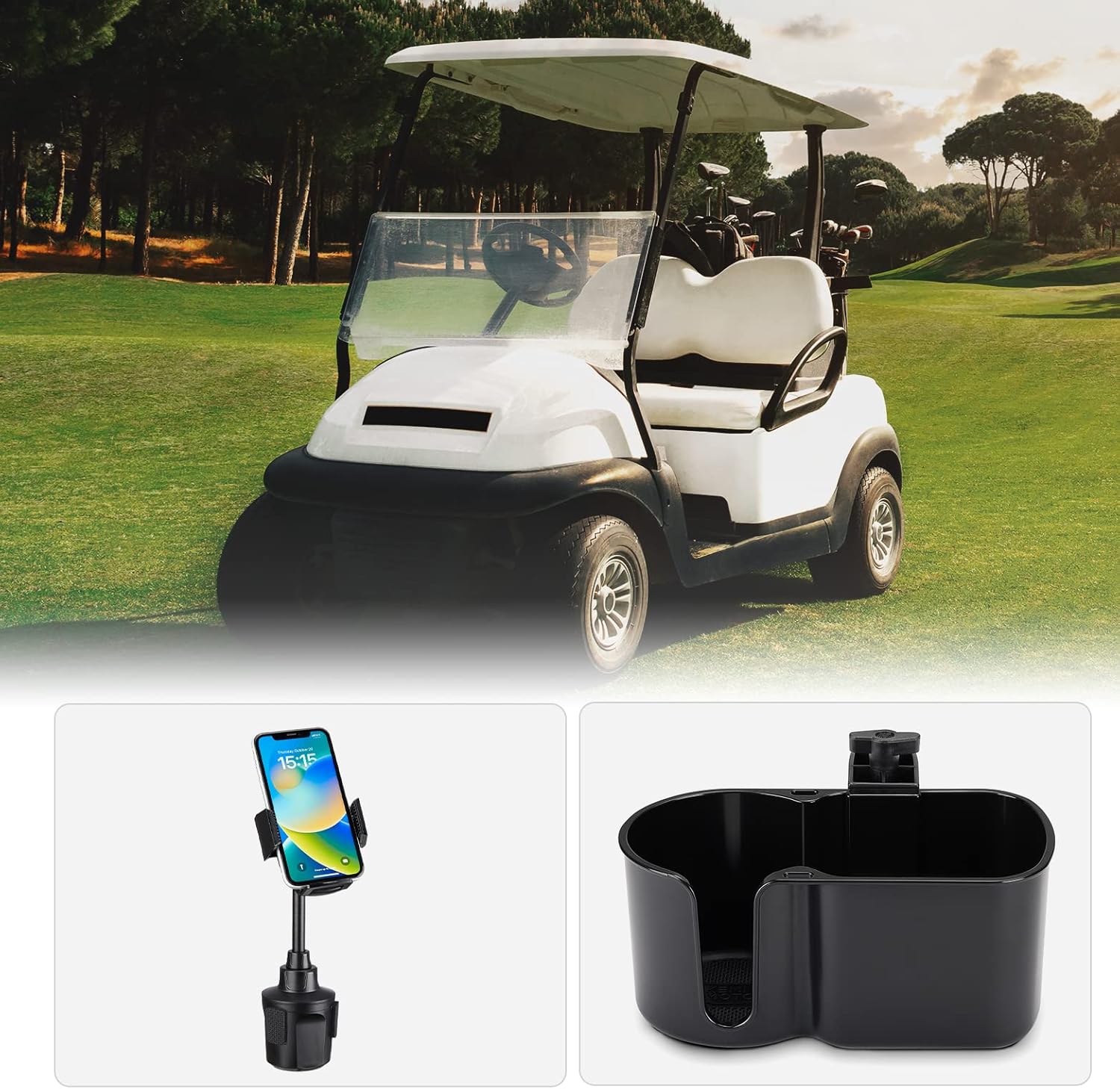 Kemimoto Golf Cart Cup Holder Caddy Desk Organizer& Cup