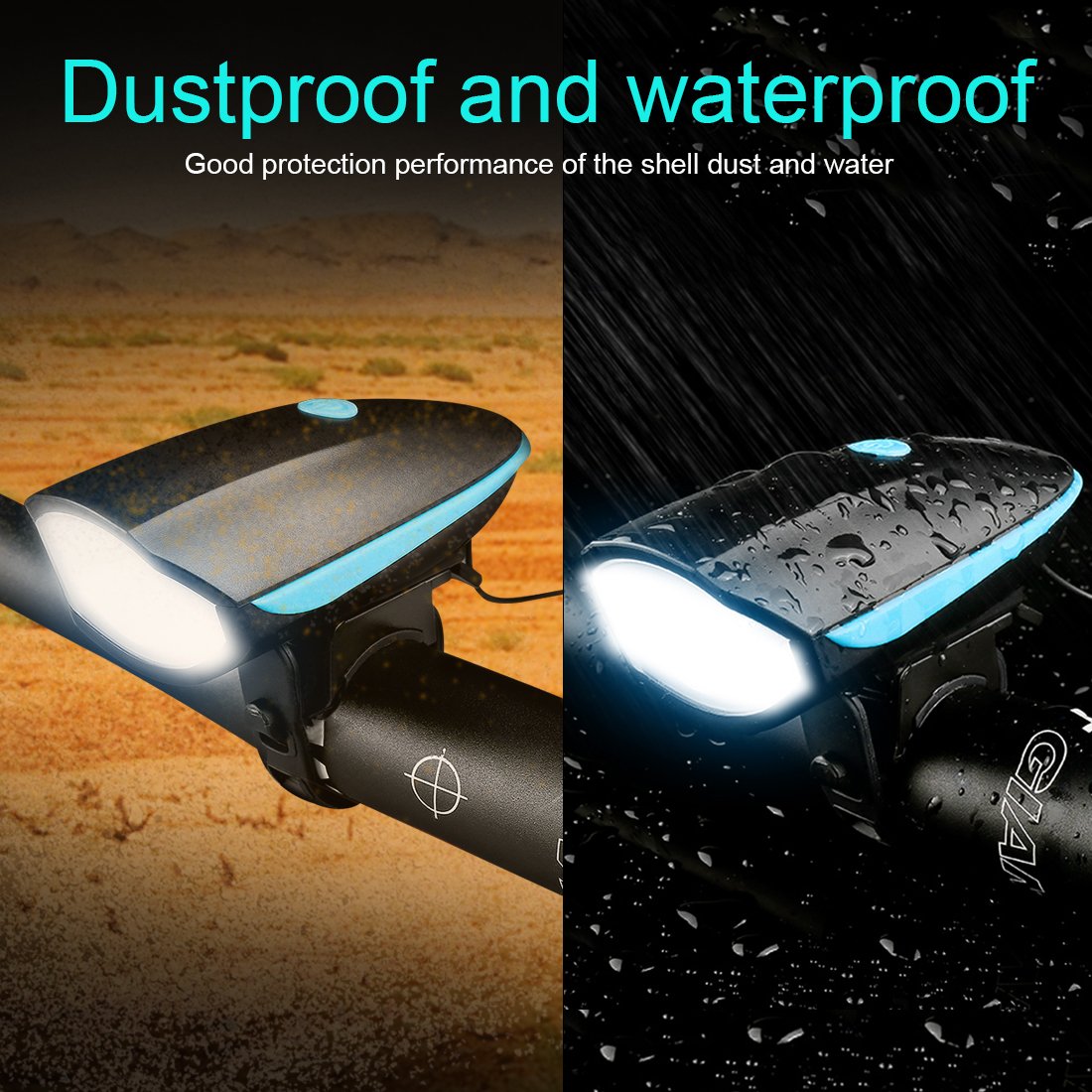 LETOUR Bike Light 500Lumen 3 Lighting Modes 5 Sounds Rechargeable Bicycle Light Waterproof Cycling Lights, Bicycle Light Front with Loud Sound Siren