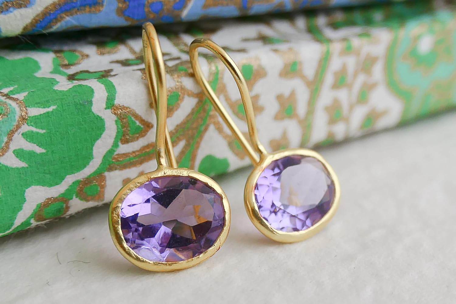 Citrine Gold Plated Sterling Silver Drop Earrings - Natural Gem Gemstone - Handmade Jewelry Gift Ideas for Her Women - Birthday Christmas Gift - Valentine's Day - Yellow Stone - Image 4