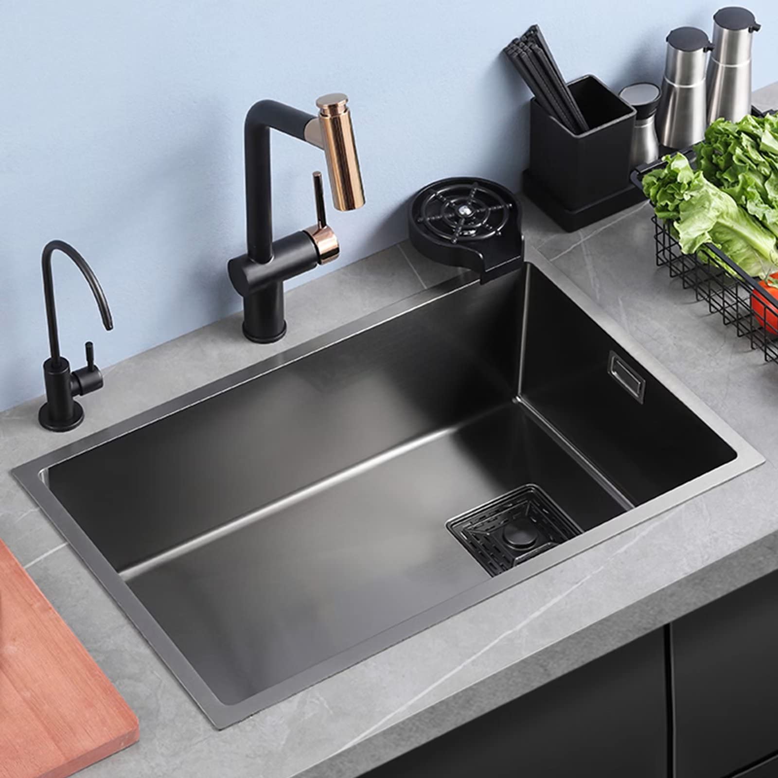 HGTRH Fregadero Cocina 1 Seno INOX, Fregadero Bajo Encimera 72x45 Con Escurridor Cocina, Fregadero Cocina Un Seno PequeñOs Sobre Encimera O Enrasadode