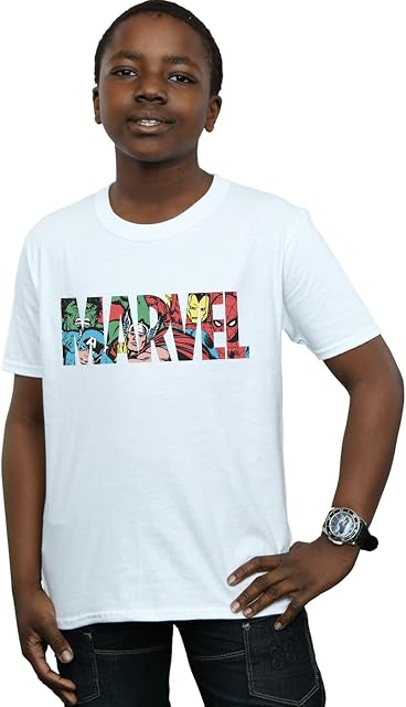 Marvel Comics Boys Logo Character Infill T-Shirt