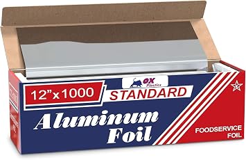 Ox Plastics Standard Premium Aluminum Foil | 12x1000 Feet Long | Industrial Size and Strength | Commercial Grade & Length Foil Wrap for Food Service Industry and Home Use| Strong Silver 1 Pack