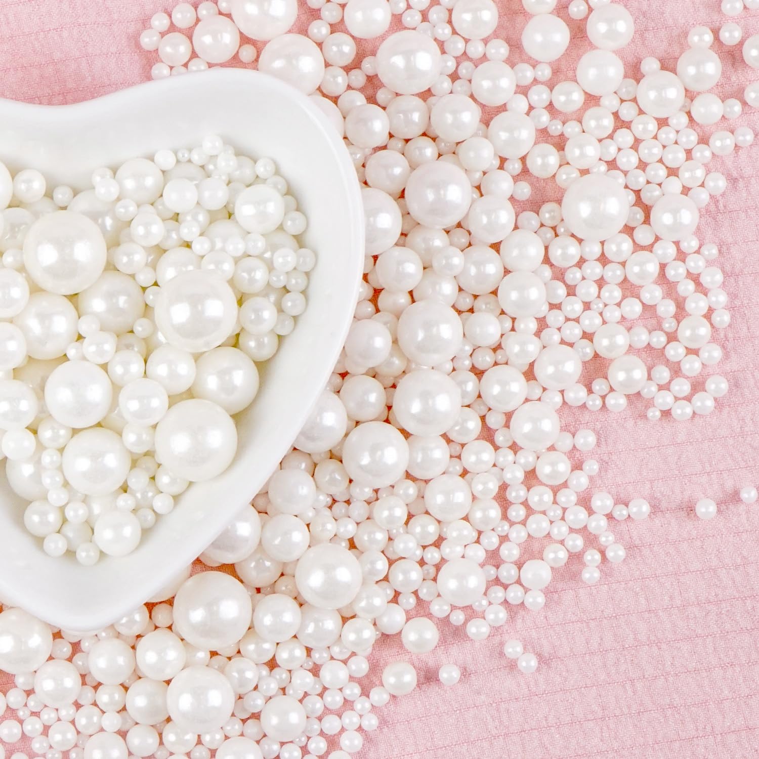 White Pearl Sugar Sprinkles for Cake Decorating, Candy Pearls Cupcake Toppers, 150g/5.29oz Mix Size, Pearl Cake Decorations, Easter Sprinkles, Wedding Party Holiday Supplies