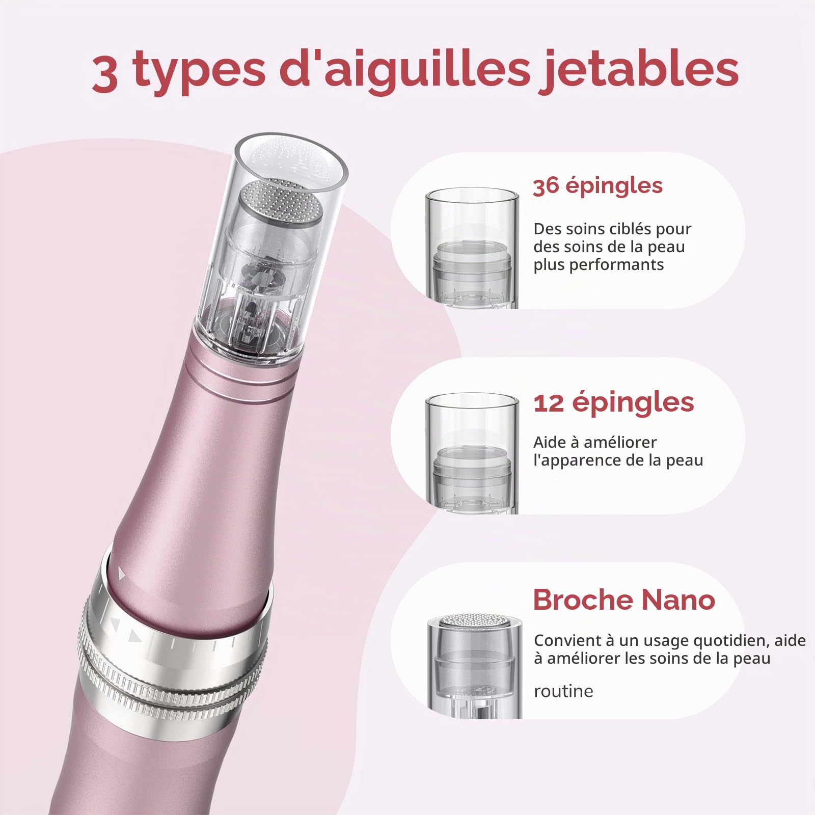 PELCAS Microneedling pour Visage, Stylo Beauté Microneedling avec 12 Cartouches & 3 Vitesses - Soin Visage/Cou/Contour des Yeux, Peau Éclatante