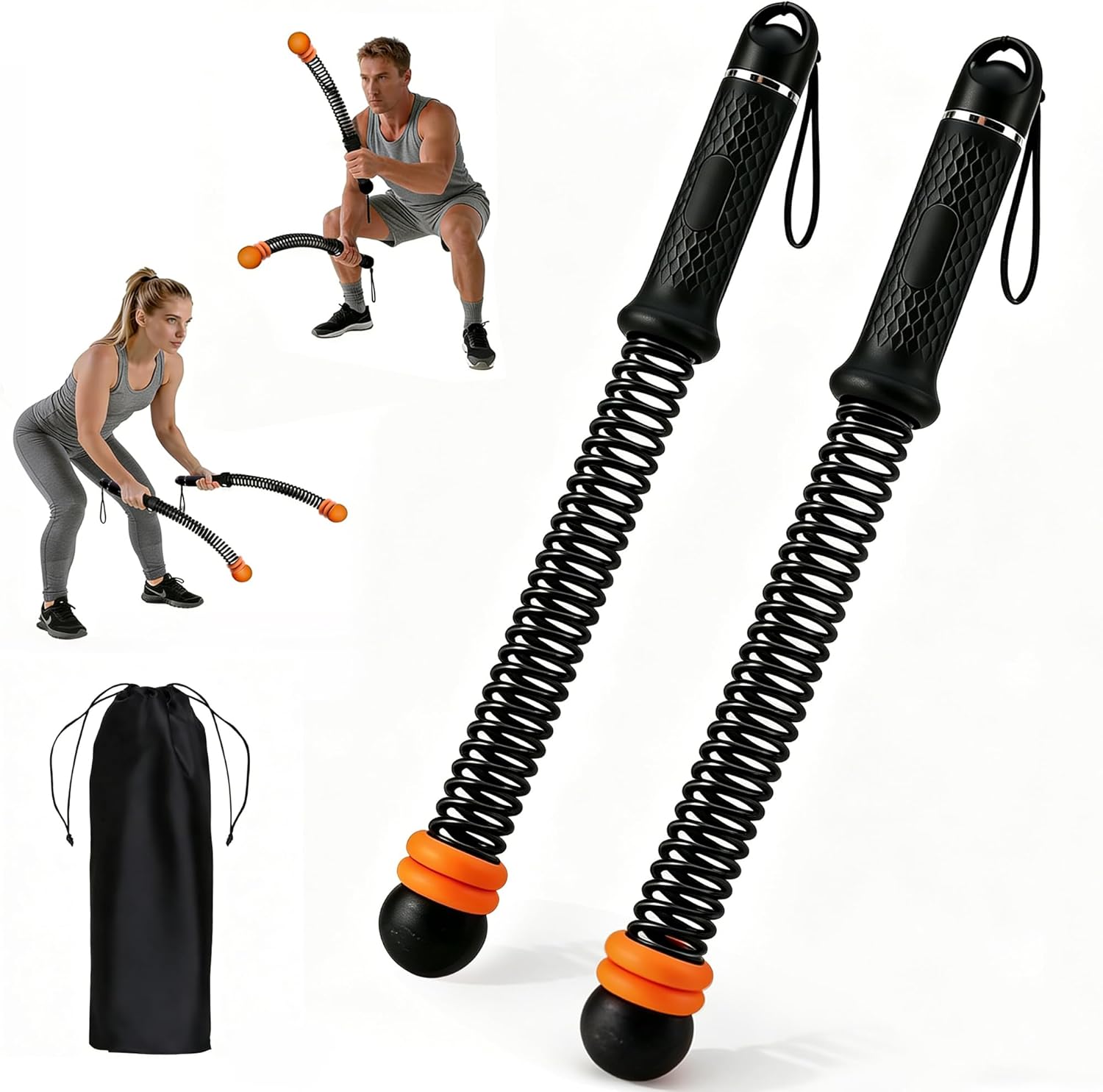 VividPulse 2PCS Weighted Ropeless Battle Ropes for Home Gym - Portable & Quiet Training Rope for HIIT, Strength & Low-Impact Cardio - Full Body Workout Equipment for Men & Women
