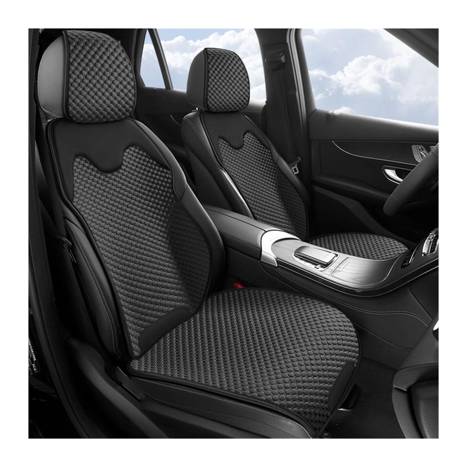 Housse Siege Coussin Siège Voiture En Soie Glacée D'été, Housses Respirantes, Ensemble Complet Tapis Chaise, Décoration Universelle Quatre Saisons Couvre Siège Auto(2 x front seatsB)
