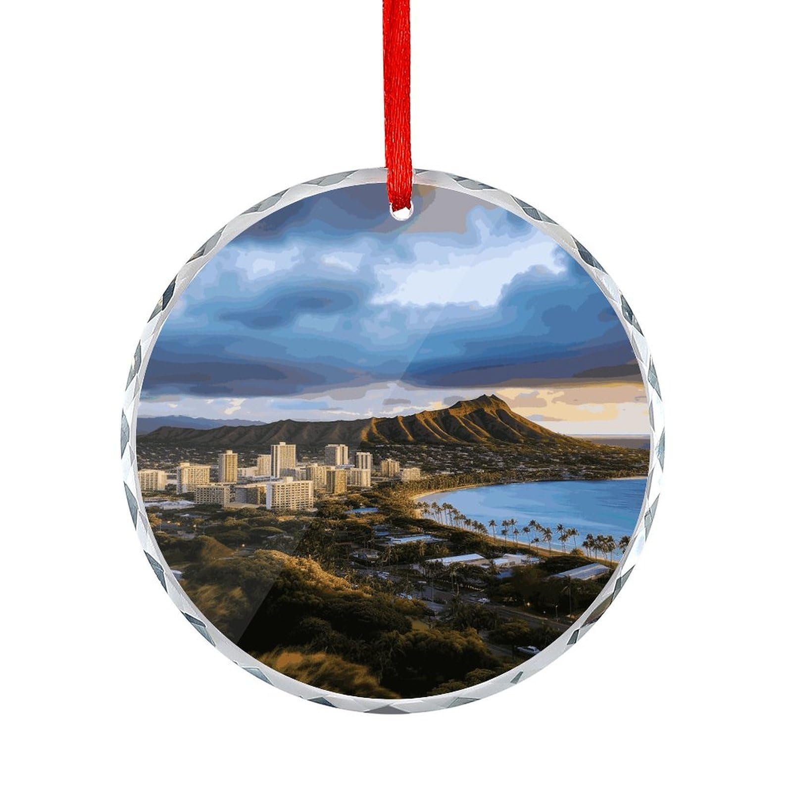 Btcowzrv Style Diamond Head Hawaii Round Ornament Hanging Pendant Decor