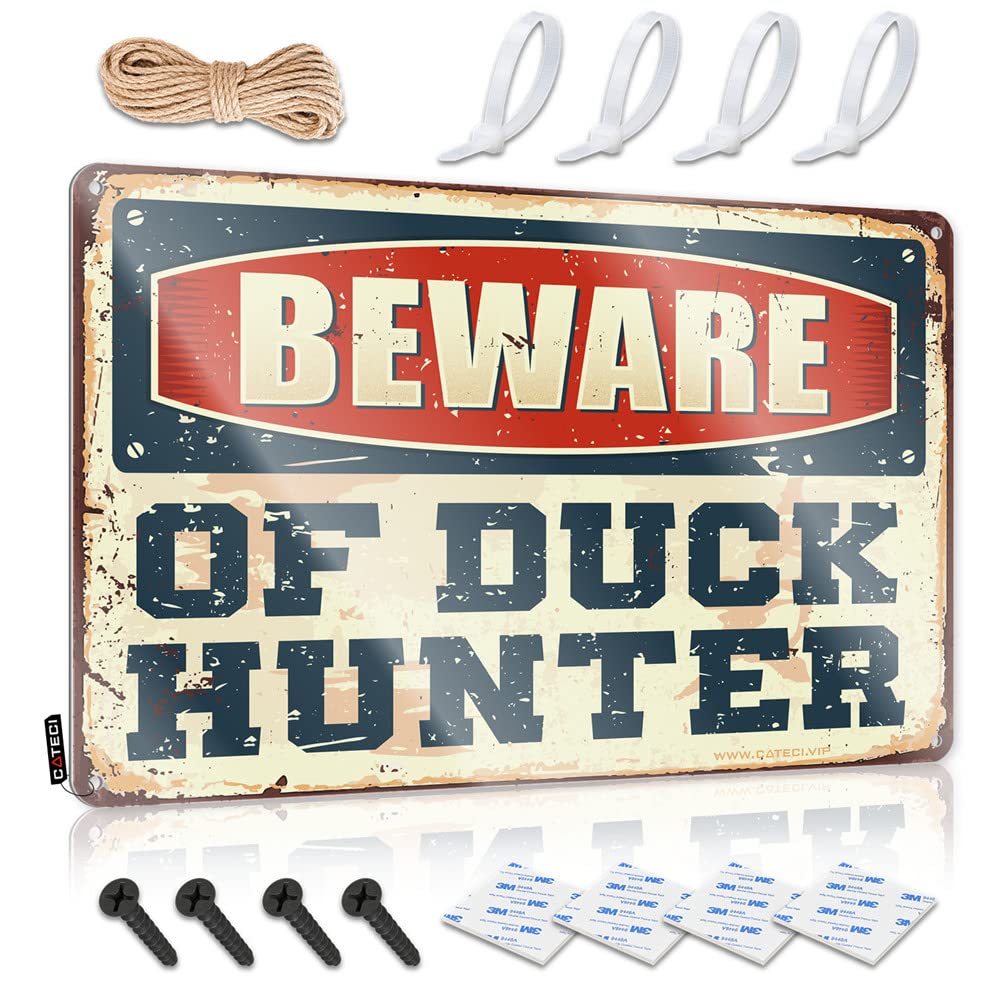 Bar Decor For Home Beware Of Duck Hunter Sign Bar Rules Tin Metal Sign Funny Garage Bar Signs(30X40CM)