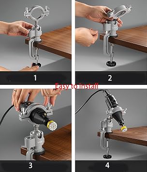 Electric Drill Gimbal Stand,360 Rotating Portable Table Bench Vise Stand Table Clamp,Small Bench Grinder for Hand drill,Rotary tool for Woodworking Metalworking