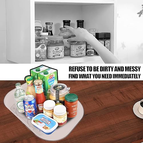 Miniatura 3 de Lazy Susan cuadrado para refrigerador, 15.8 x 11.8 pulgadas, rotación de 360, organizador rectangular transparente para encimera, organizadores de