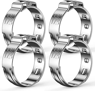 1/2 Inch PEX Cinch Clamps,100 Pack 1/2 Inch Pex Cinch Clamp Rings,Premium 304 Stainless Steel PEX Crimp Rings,Pex Fitting Clamps Pinch Ring for PEX Tubing Pipe Fittings Connection