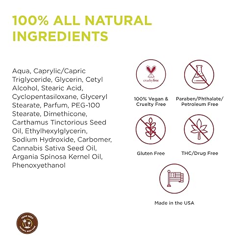 Miniatura 5 de Loción de semillas de cáñamo para manos y cuerpo, calma la piel seca, aceite de argán, aceite de semilla de cáñamo, fórmula ligera, no grasosa,