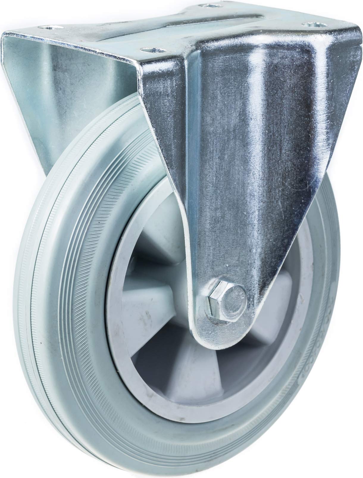 Roulettes pivotantes et fixes de 200 mm (8") avec bandage en caoutchouc gris, très résistantes, capacité de charge de 820 kg, lot de 4