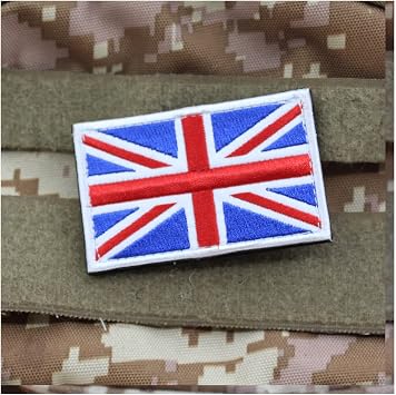 2 PCS Flag Patches Embroidered Tactical Military Morale Patch Applique Fastener Hook and Loop for Backpacks Hat Clothing Caps VestsUnited Kingdom