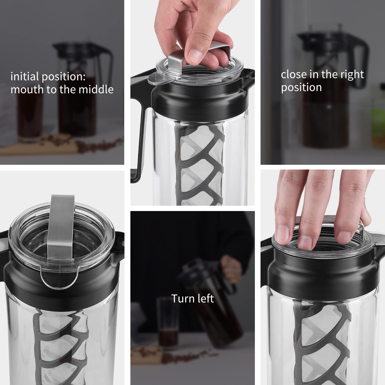 Wedrink Cafetière à infusion froide 1,3L en verre borosilicaté, filtre en acier inoxydable