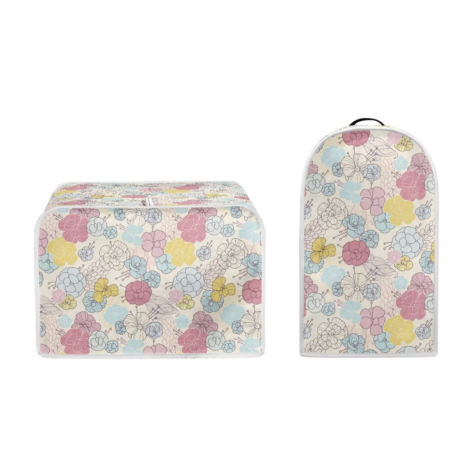 Poceacles Toaster Cover and Blender Cover for Kitchen Stand Mixer or Coffee Maker Appliance Cover, Cartoon Flowers Pattern Toaster Cover Bread Maker Cover, S — image 1