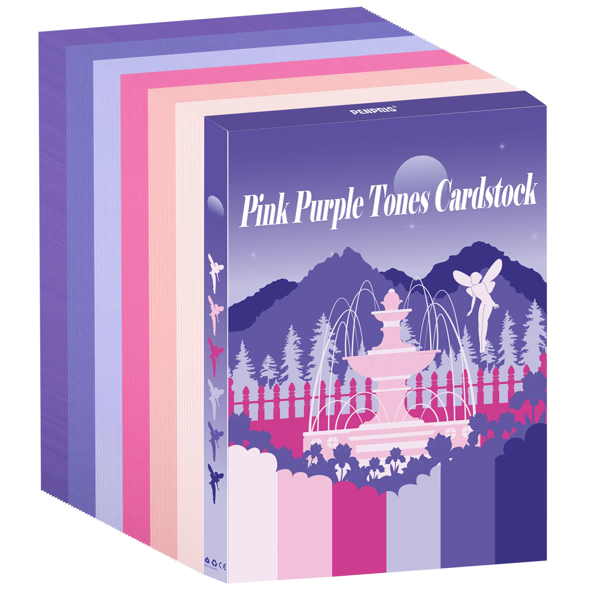 60 Sheets Pink & Purple Cardstock 6 Colors 250gsm Construction Paper A4 โ image 1
