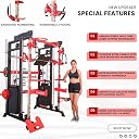 Gamma Fitness Functional Trainer with Smith Machine FTS-101 Pro with Adjustable Bench AB-201 + Olympic 7 Feet Rod + Olympic Rubber Coated Weight Plates FTP-907 (220 Kg Olympic Rubber Coated Plates) gallery image