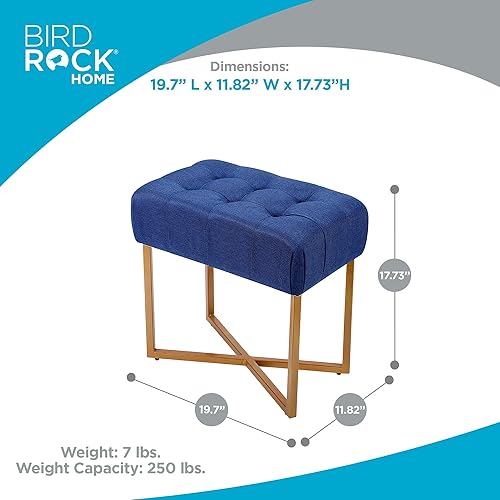 Miniatura 33 de BIRDROCK HOME Taburete rectangular copetudo con cojín acolchado suave, silla de tocador versátil para dormitorio, sala de estar, baño, asiento