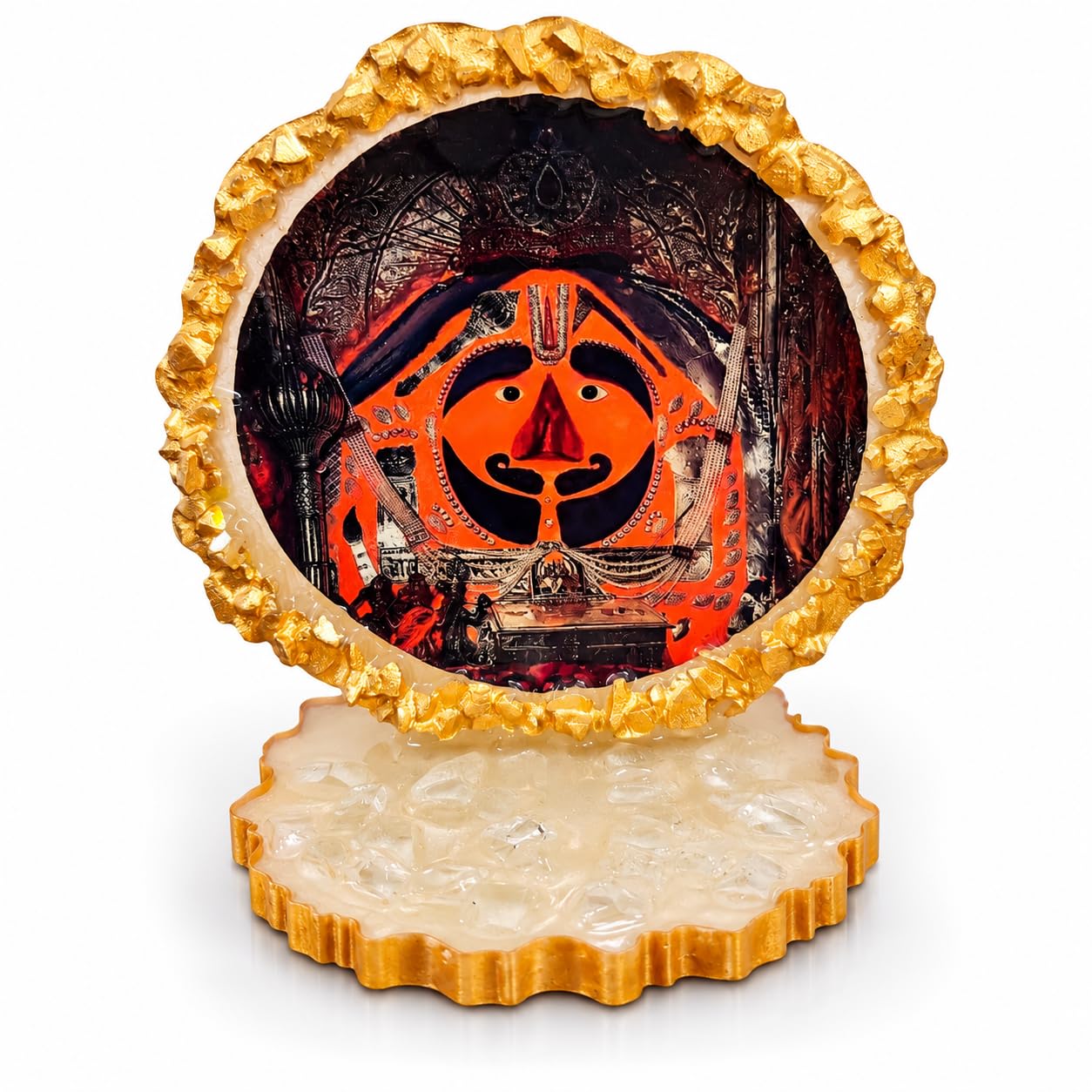 Salasar Balaji Epoxy Resin Idol Handmade 4 Inch | Gold Finish Frame, Water Resistant, Smooth Finish, Decorative Base, Home Decor-image-10