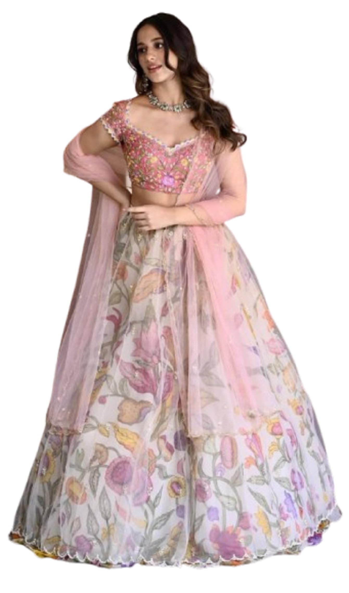 fashion since Lehenga Choli For Women's And Girls For Style Premium Organza Silk Fabric With sequin work wedding bollywood party girls Wear Chaniya choli Beige-picture-30