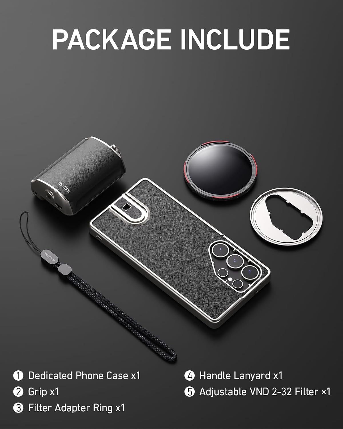 TELESIN Fun Shot Mastergrip Phone Camera Grip Photography Kit (Grip + Phone Case + 67mm VND Filter Lens) for Samsung Galaxy S25 Ultra, Comfort Ergonomic Professional Master Handle Holder
