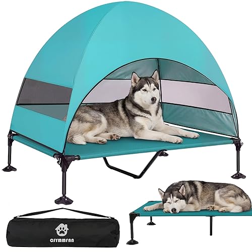 Elevated Dog Bed with UV-Proof Canopy, Outdoor Dog Tent with
