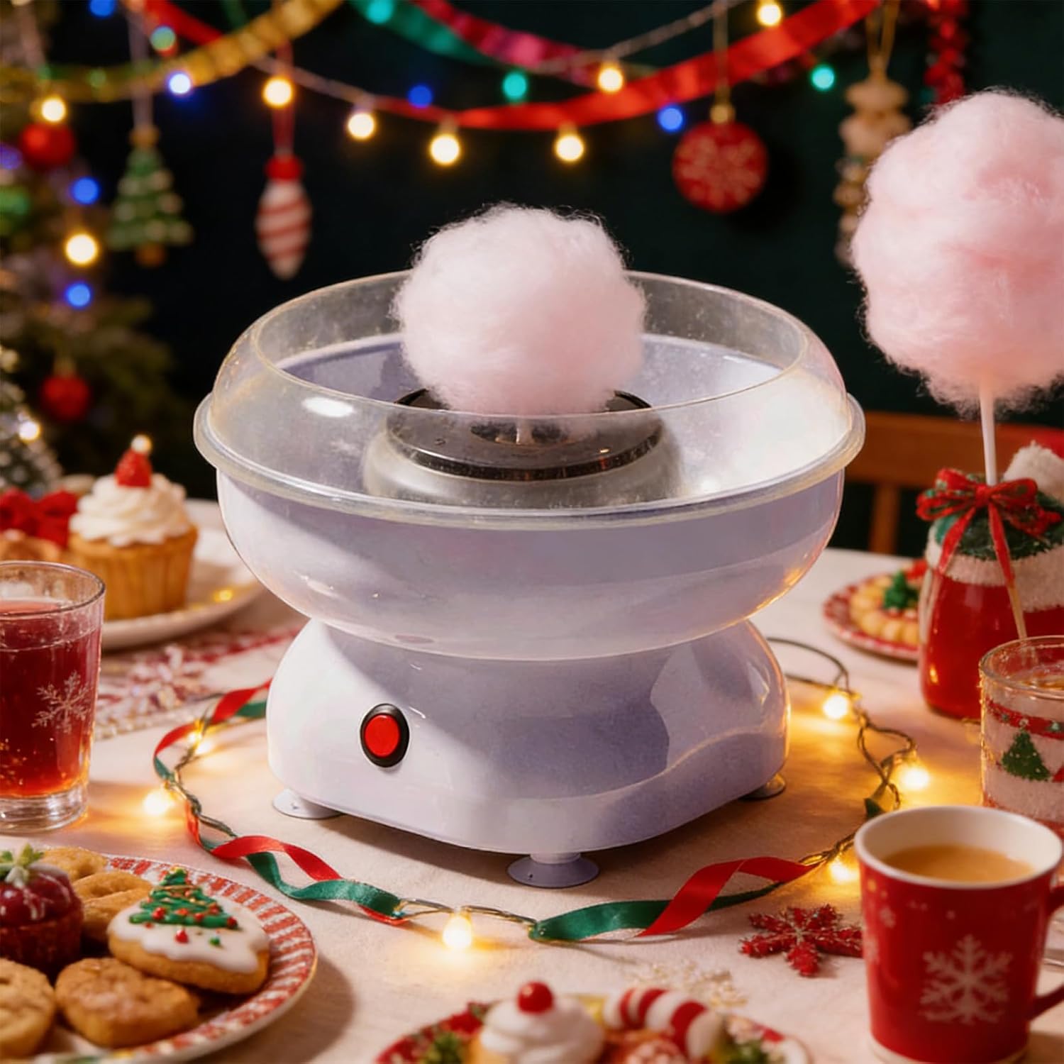 Cotton Candy Machine for Kids, Mini Home Cotton Candy Maker with Sticks & Sugar Spoon, Idea for Party, Birthday, Holiday (Light Purple)