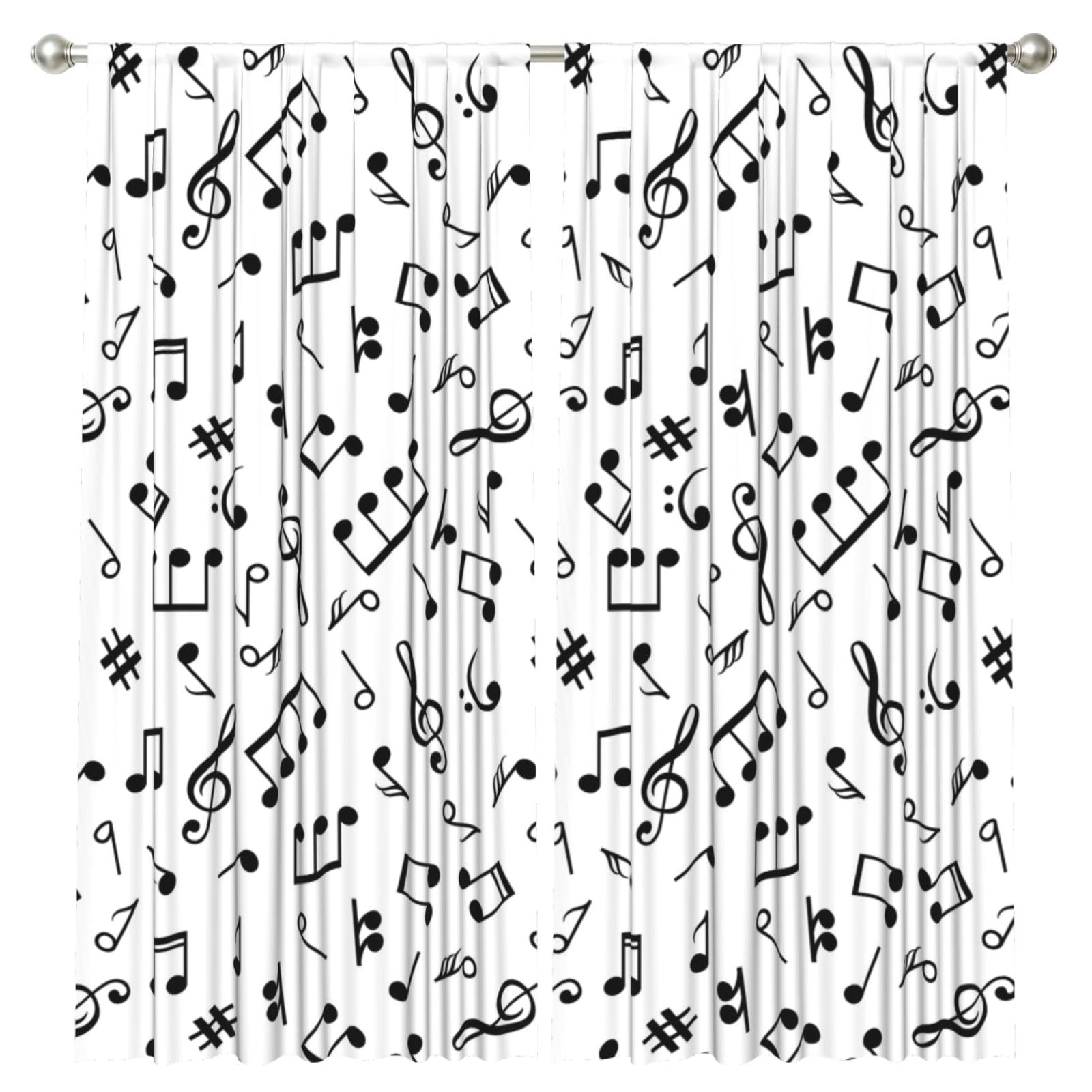 InOmak Musical Theme Printed, 2 Panels Window Curtains 52 x 84 Inch Blackout Curtains for Living Room Bedroom
