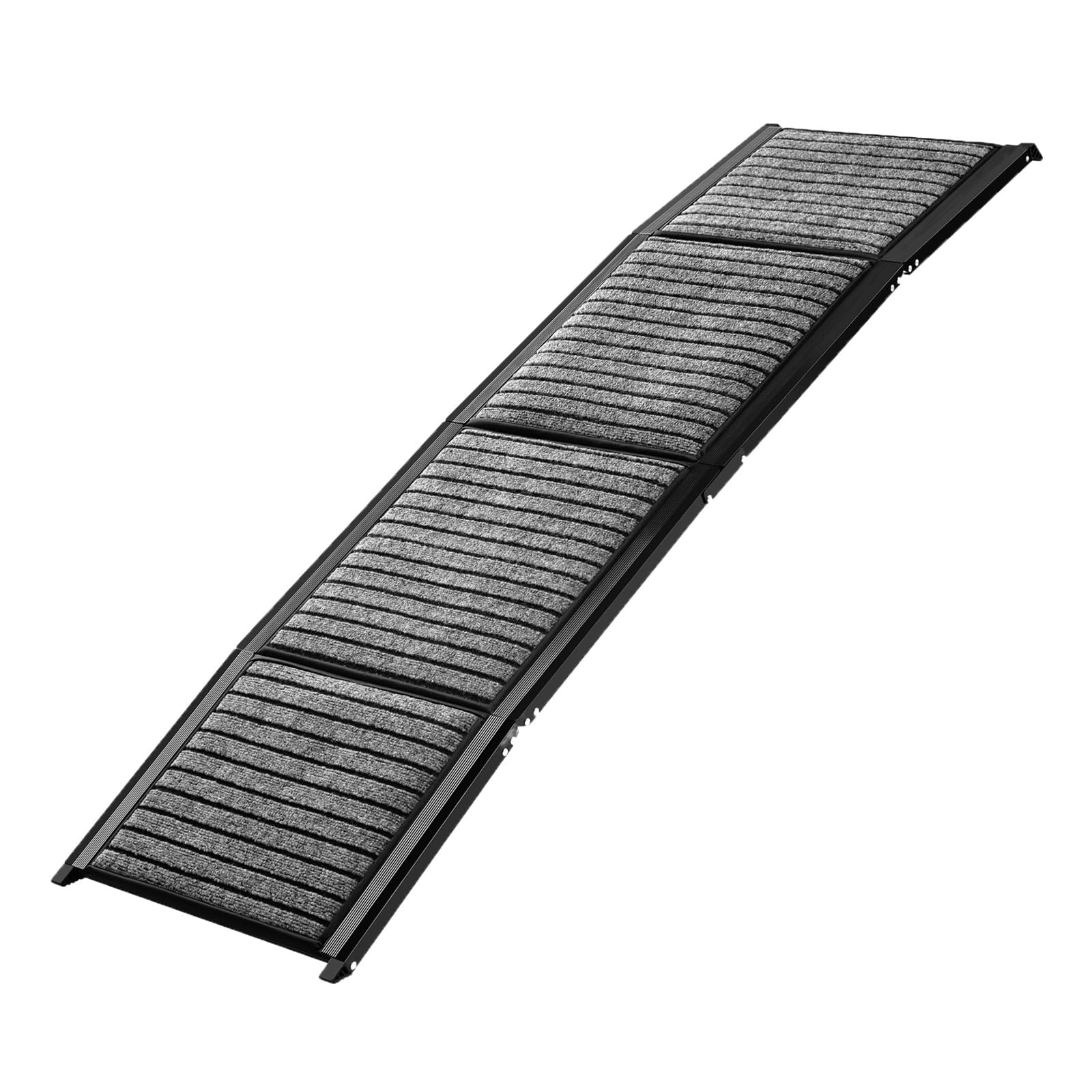 TRUTZHOLM Hunderampe klappbar 180 cm, Autorampe für Hunde, bis 130 kg Tragkraft, 4-Fach klappbar, Aluminium, rutschfeste Teppichoberfläche, Sicherheitsgurt, Einstiegshilfe für Auto, SUV, Sofa, Bett