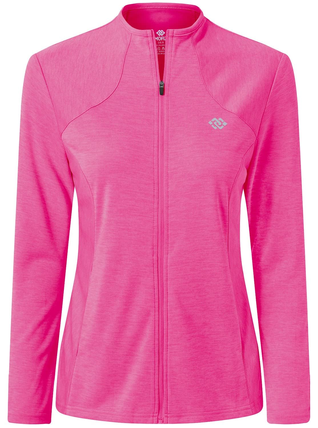 MoFiz Chaqueta Deportiva Mujer Sudadera Ligera de Manga Larga Transpirable con Cremallera Completa Cuello Redondo sin Capucha Running Fitness Yoga — view 11