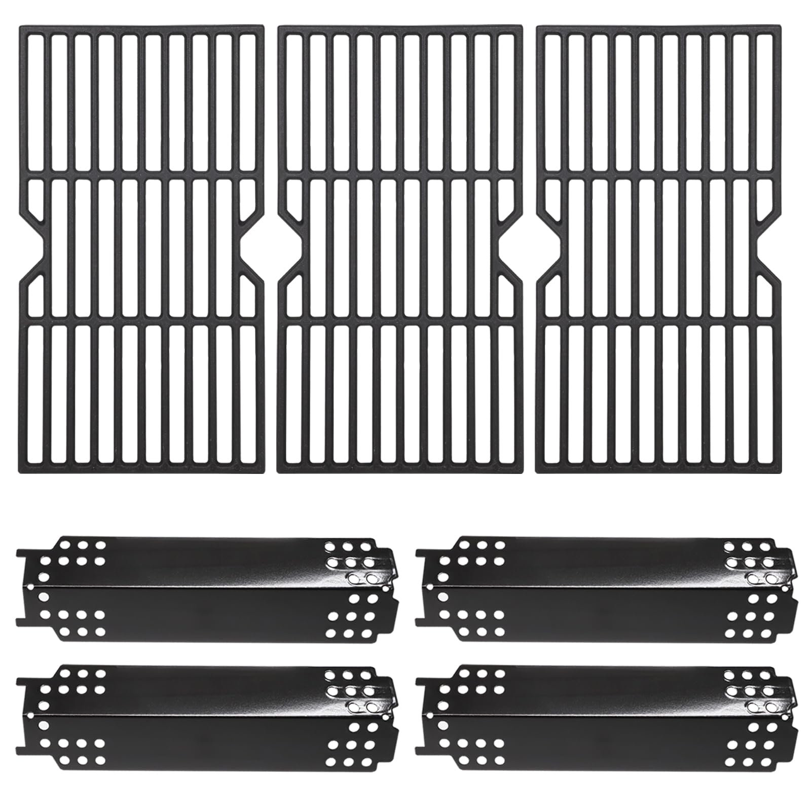 Criditpid Grill Replacement Parts for CharBroil 463436215, 15 inch Porcelain Steel Grill Heat Plate Shield, Cast Iron Grill Grates for CharBroil