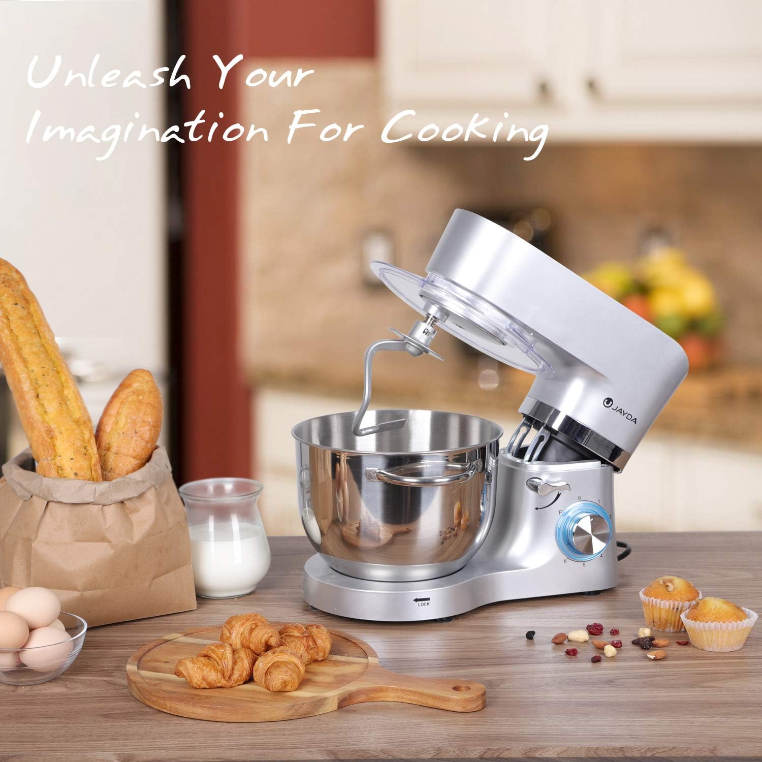 Black Friday - 40% OFF 6.5-QT Stand Mixer, 660W 6-Speed Electric Tilt-Head Kitchen Mixer, 6 qt mixer Cake Mixer with Stainless Steel Bowl,Dough Hook, Whisk & Beater,Dough Mixer for Baking (Silver)