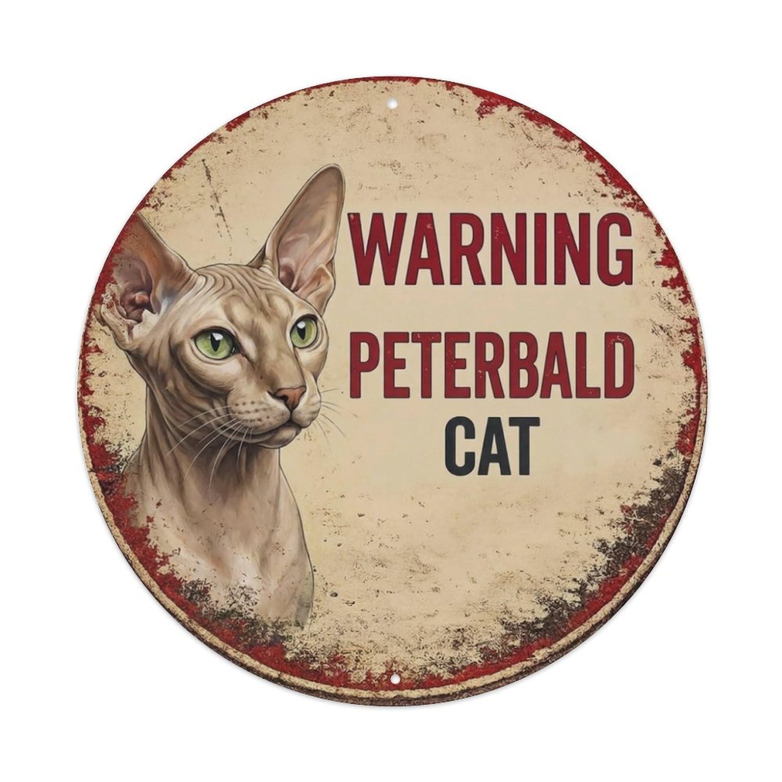 Tgrcjimh Style Metal Tin Sign Vintage Warning Peterbald Cat