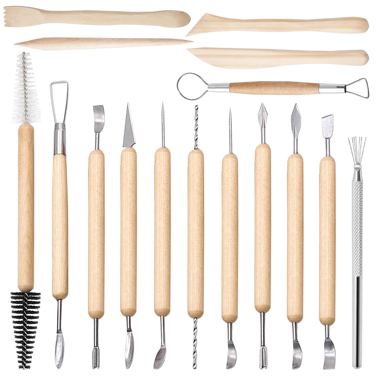 URBAN BOX 16 Pcs Clay Sculpting Tools, findTop Pottery Clay Sculpting Tool Set for Sculpture Pottery Texturing Modeling Tools-image-29
