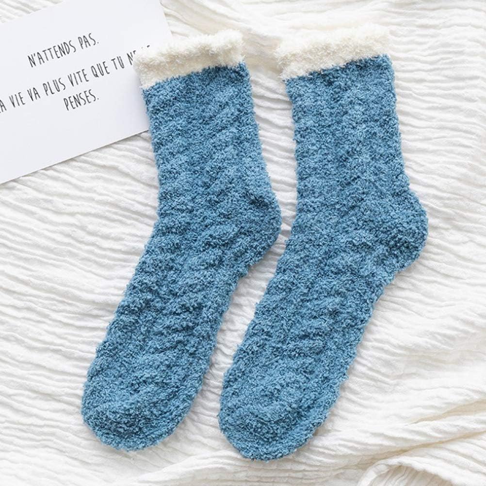 NIHAOYA1 Pair Womens Soft Warm Coral fleece Socks Fuzzy Fluffy Socks Microfiber Cozy Sleeping Socks For Autumn Winter Your partners Girlfriend